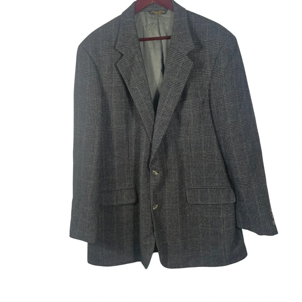 Brooks Brothers 100% Camelhair Sport Coat Blazer Jacket 45 LG Gray Plaid USA